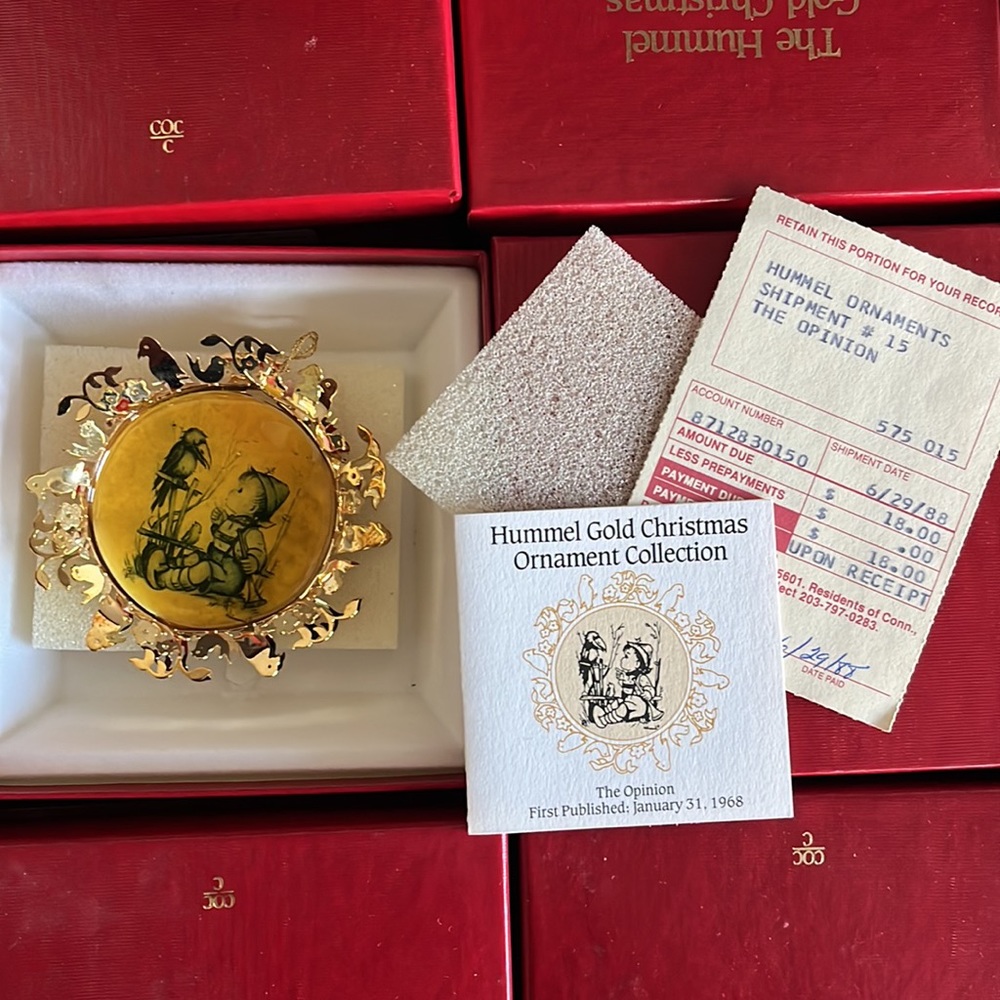 Complete Hummel Gold Christmas Ornament Collection Vintage Danbury Mint